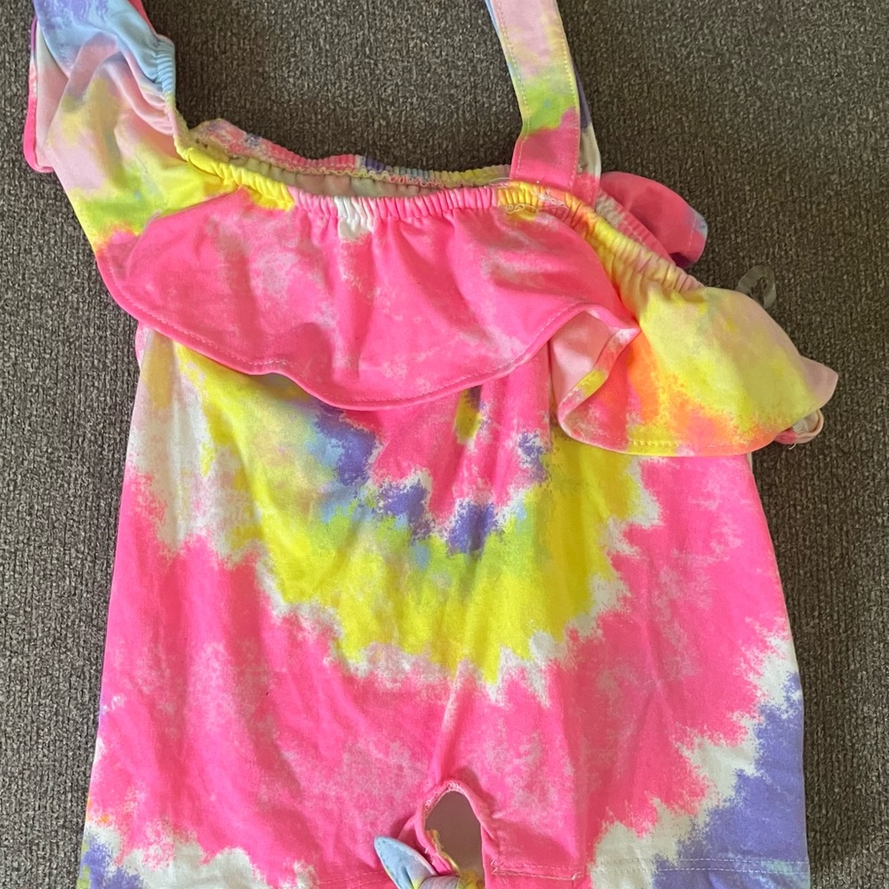 “girls” Colorful Tie-Dye Romper
